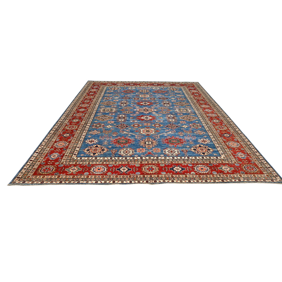 Hand Knotted Kazak Area Rug in Blue 