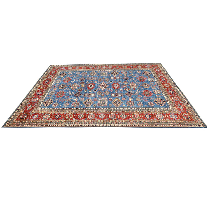 Hand Knotted Kazak Area Rug in Blue 