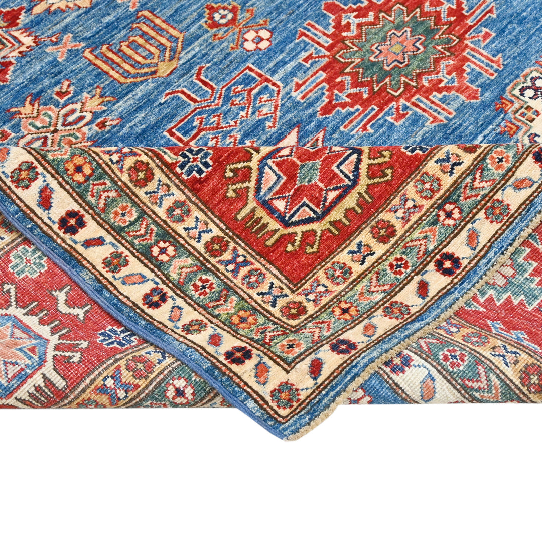 Hand Knotted Kazak Area Rug in Blue 