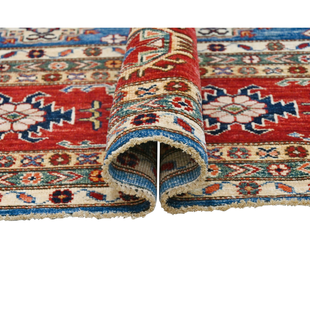 Hand Knotted Kazak Area Rug in Blue 