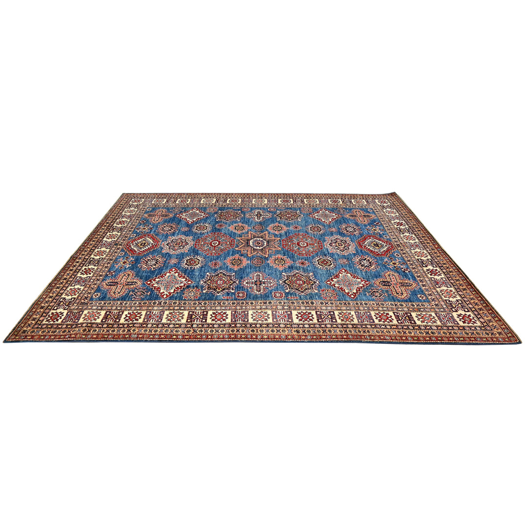 Hand Knotted Kazak Area Rug in blue