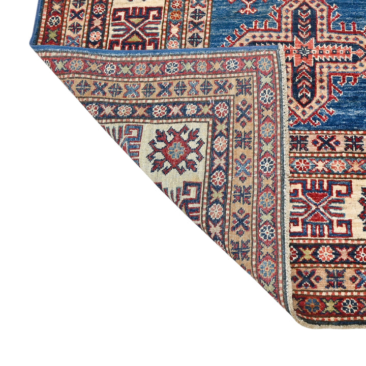 Hand Knotted Kazak Area Rug in blue