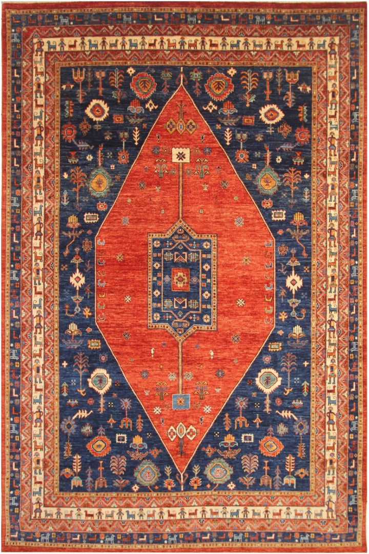 Hand Knotted Afghani Fine Aryana Area Rug in red