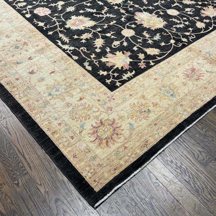 New Afghani Decorative Rug in Black