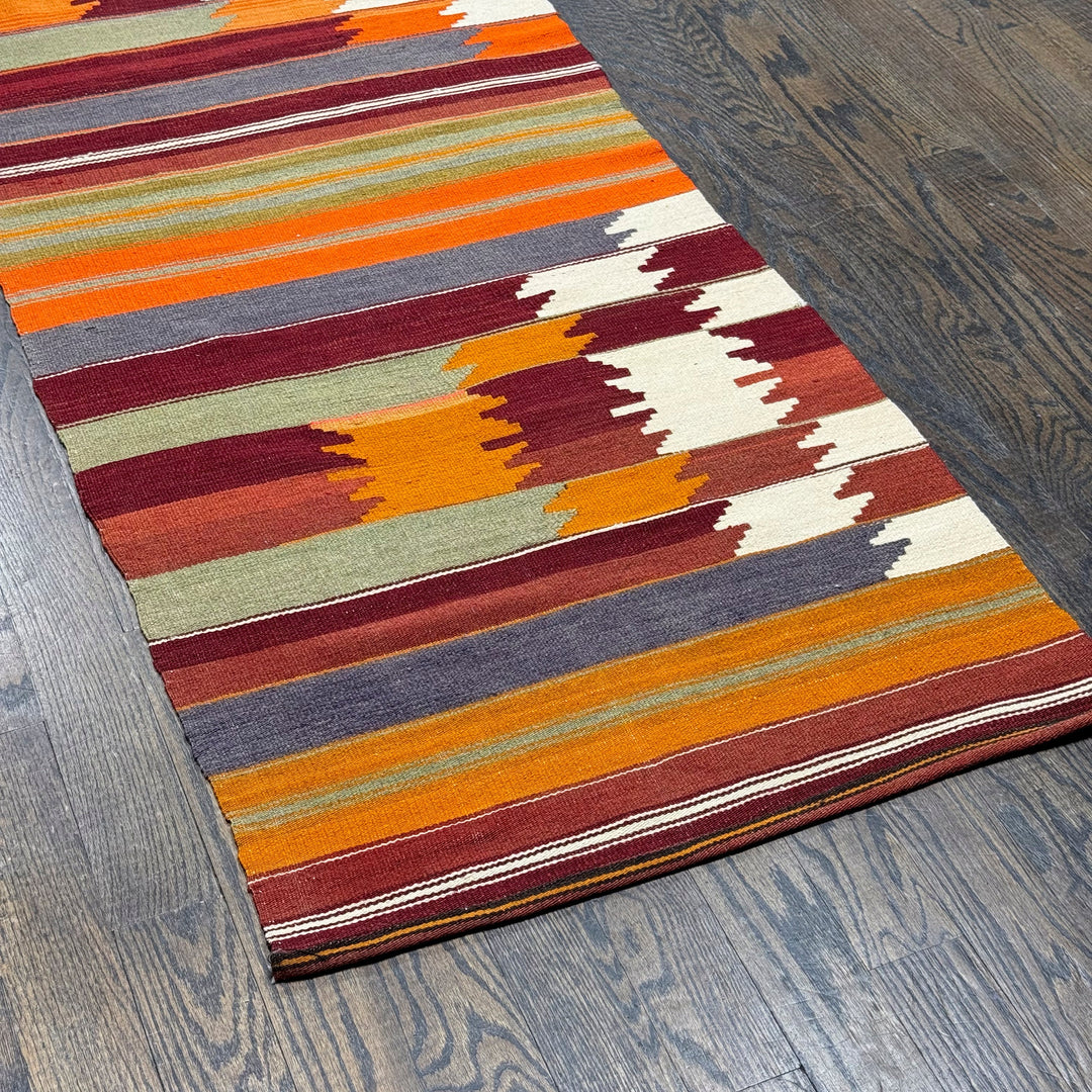 Turkish Old Wool Antique Kilim Runner