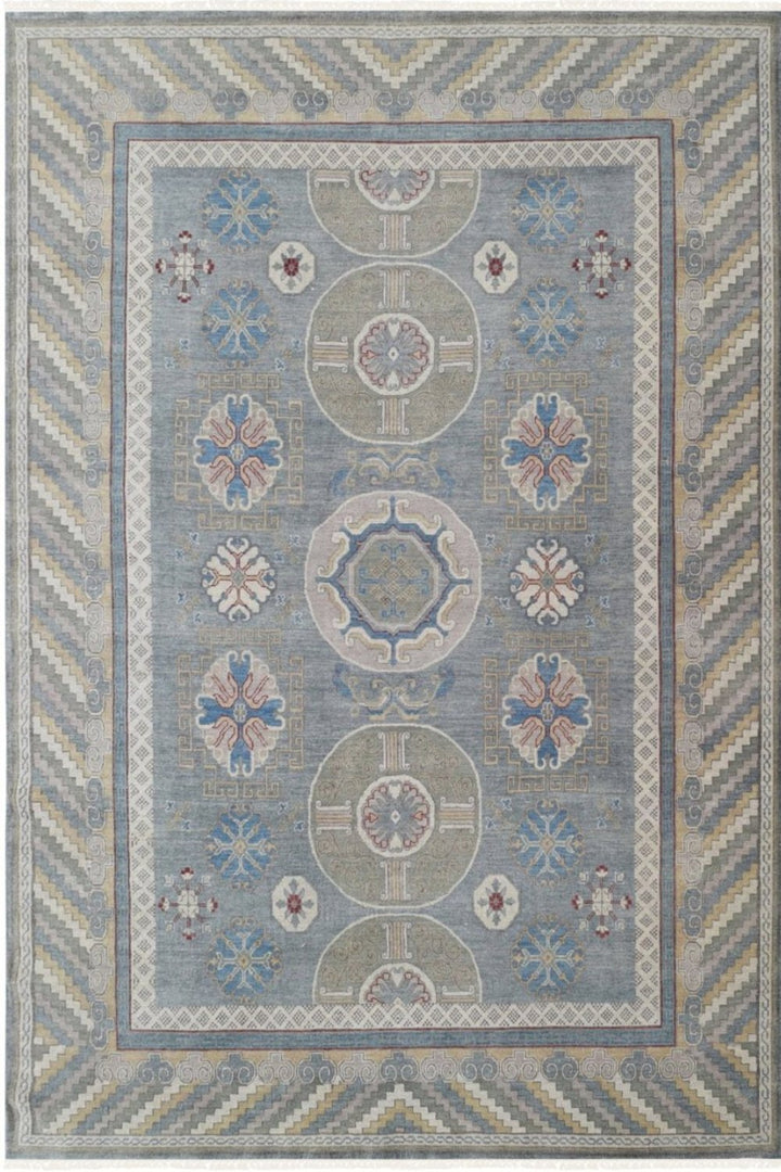 Hand Knotted Decorative Khotan Area Rug in Gray