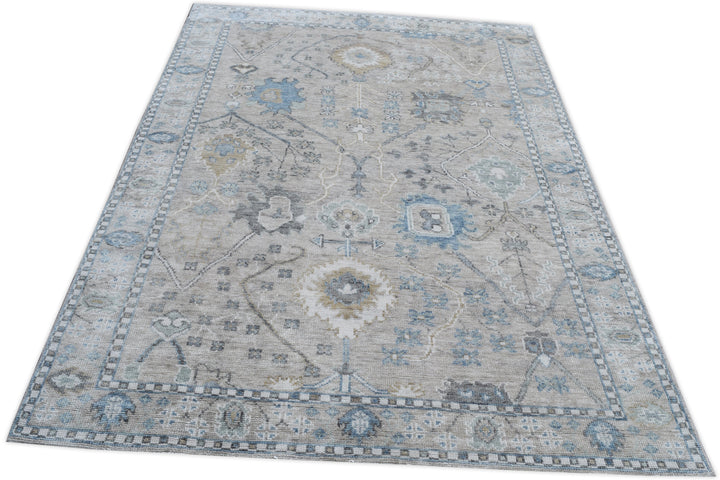 Hand Knotted Decorative Area Rug in Gray