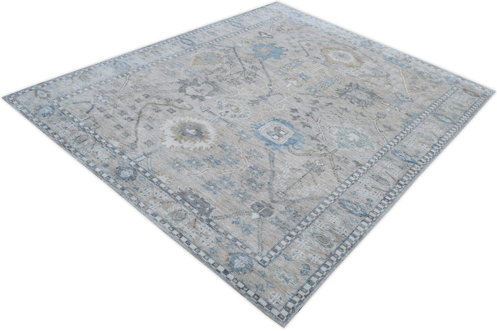 Hand Knotted Decorative Area Rug in Gray