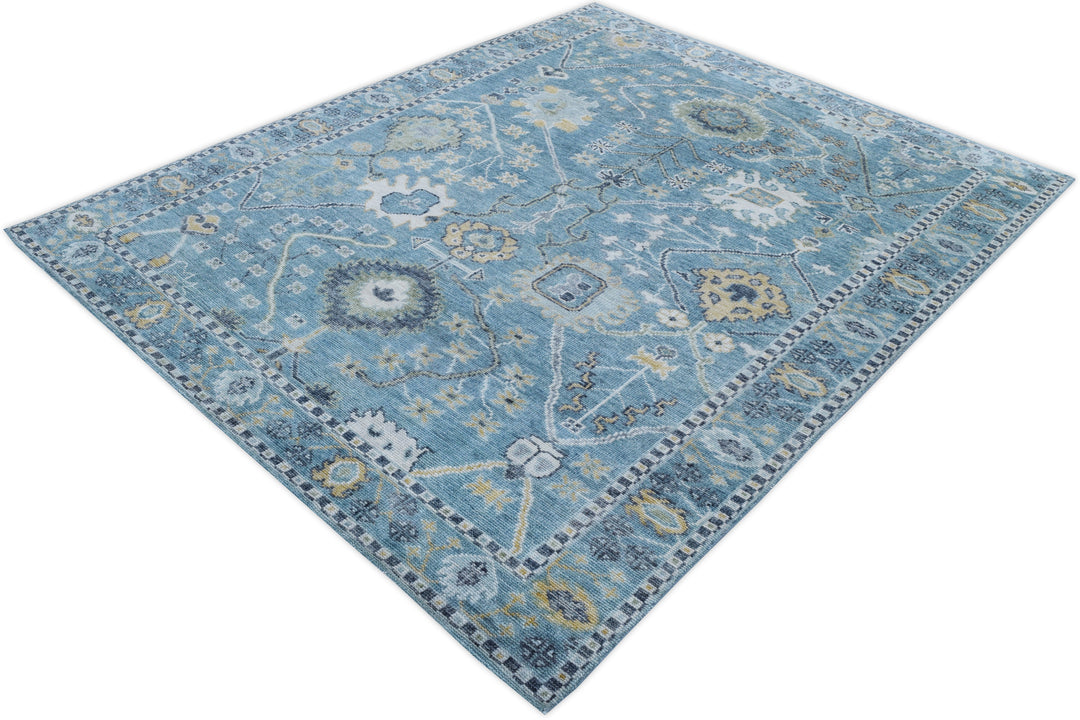 Hand Knotted Decorative Area Rug in a beautiful blue color 