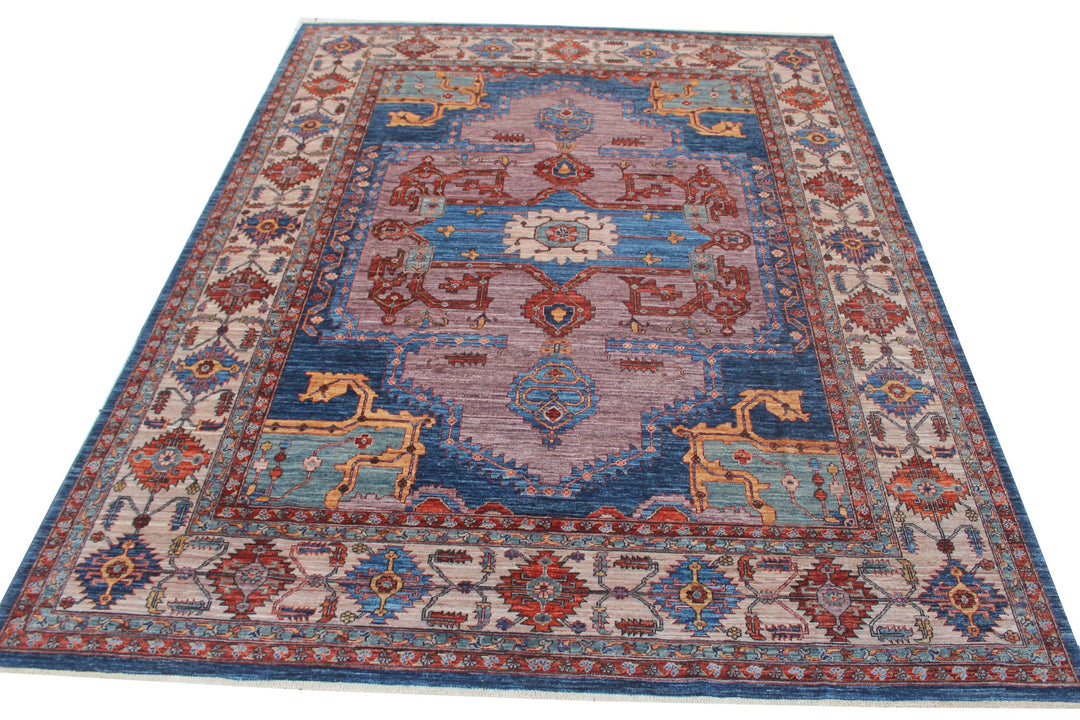 Hand Knotted Afghani Aryana Area Rug in blue