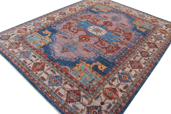 Hand Knotted Afghani Aryana Area Rug in blue