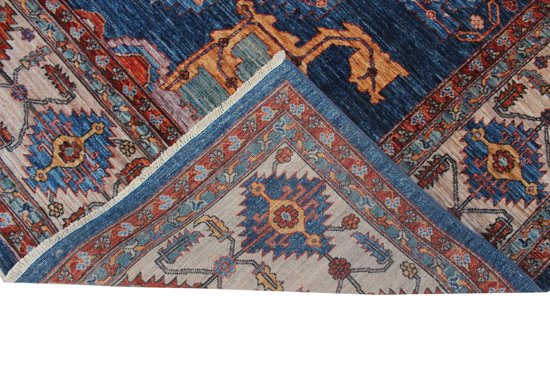 Hand Knotted Afghani Aryana Area Rug in blue