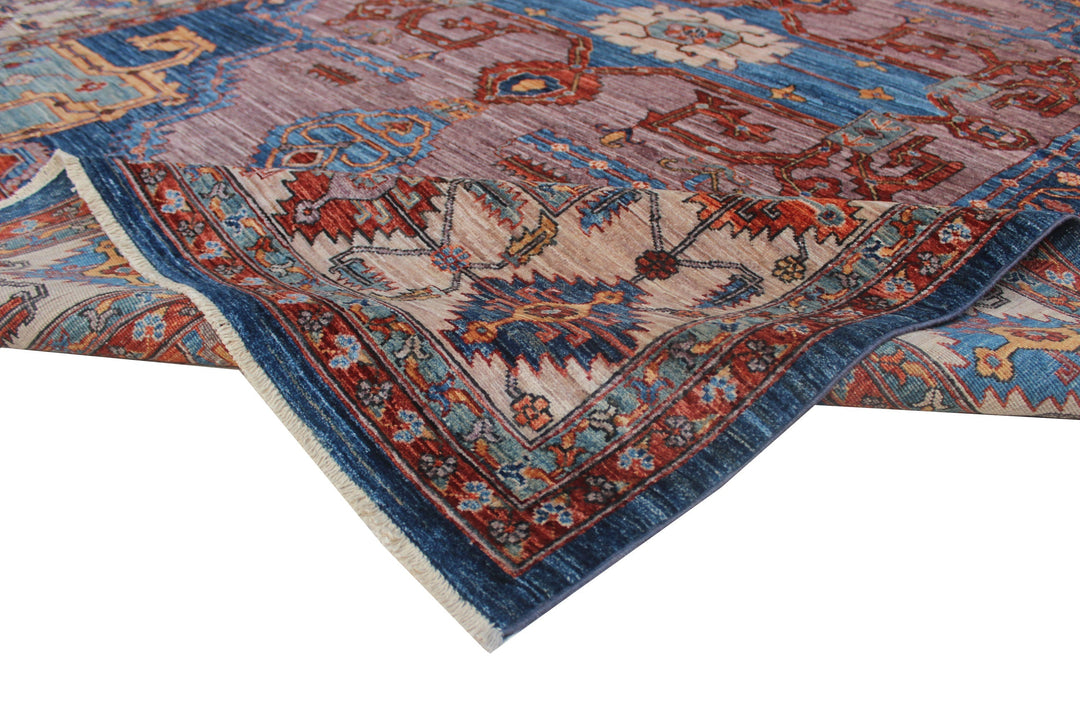 Hand Knotted Afghani Aryana Area Rug in blue