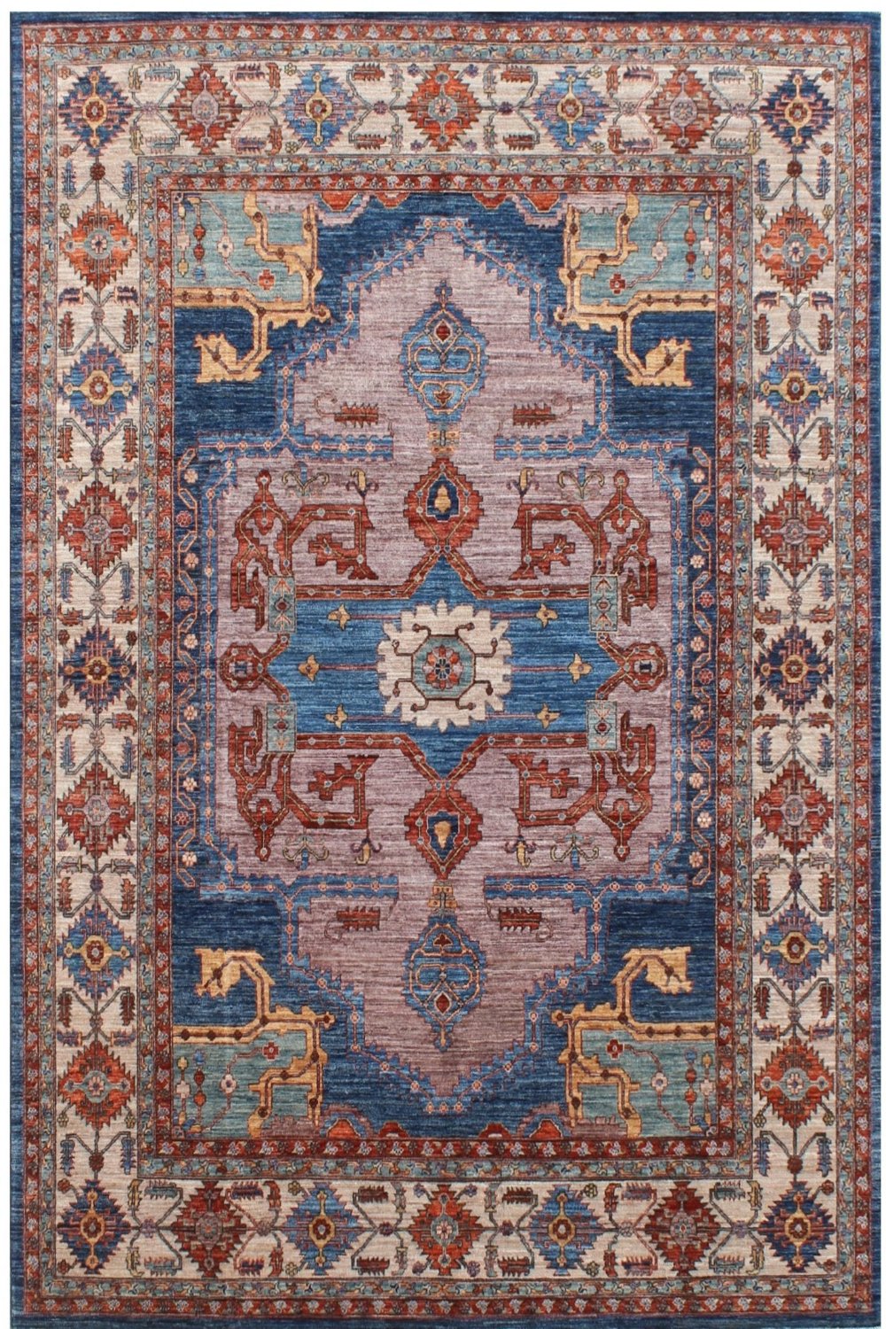 Hand Knotted Afghani Aryana Area Rug in blue