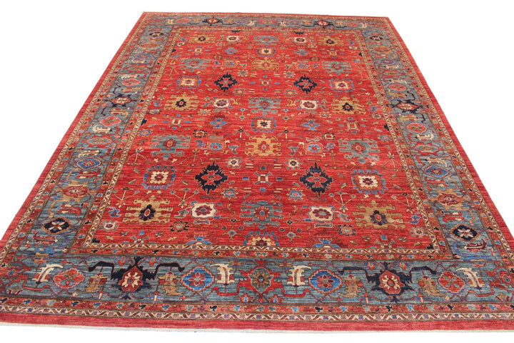 Hand Knotted Afghani Aryana Area Rug in red