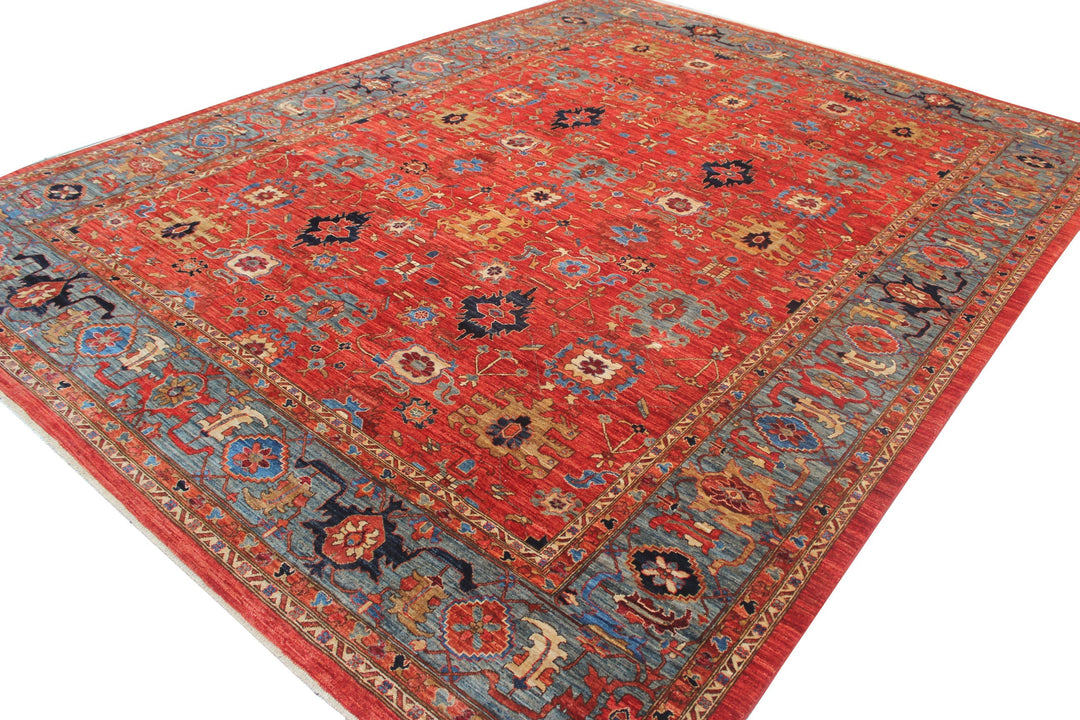 Hand Knotted Afghani Aryana Area Rug in red