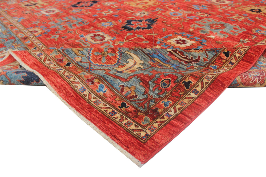 Hand Knotted Afghani Aryana Area Rug in red