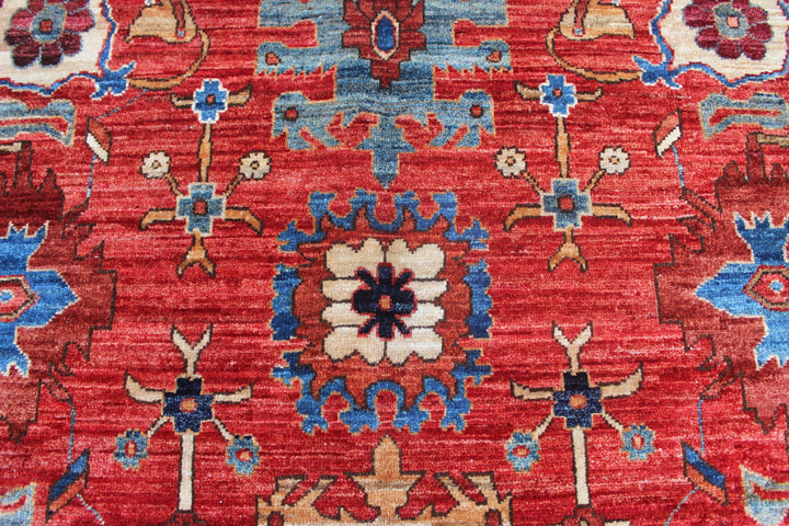 Hand Knotted Afghani Aryana Area Rug in red