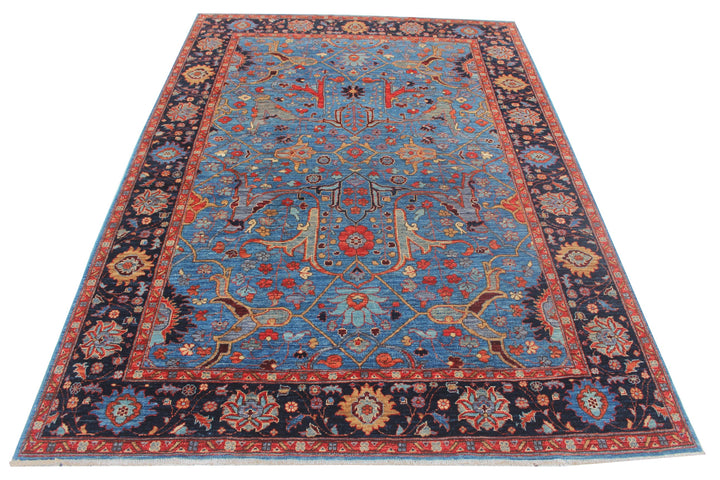 Hand Knotted Afghani Aryana Area Rug in Blue