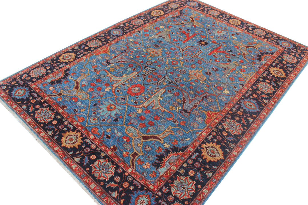 Hand Knotted Afghani Aryana Area Rug in Blue