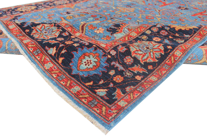 Hand Knotted Afghani Aryana Area Rug in Blue