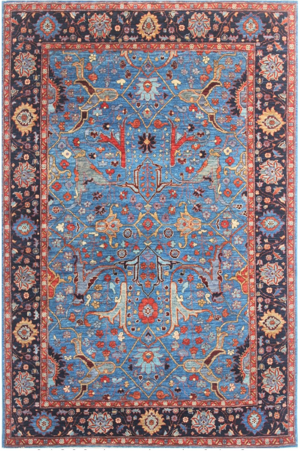 Hand Knotted Afghani Aryana Area Rug in Blue