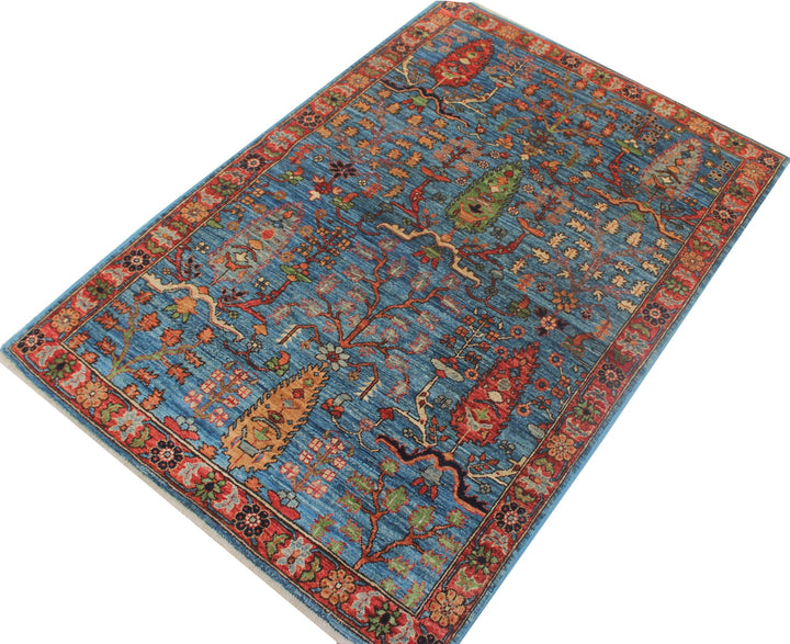 Hand Knotted Afghani Aryana Area Rug in blue