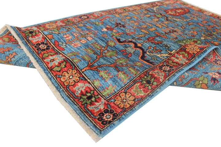 Hand Knotted Afghani Aryana Area Rug in blue