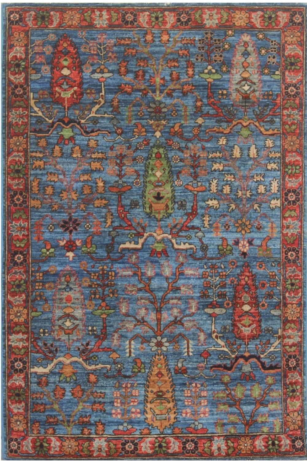 Hand Knotted Afghani Aryana Area Rug in blue