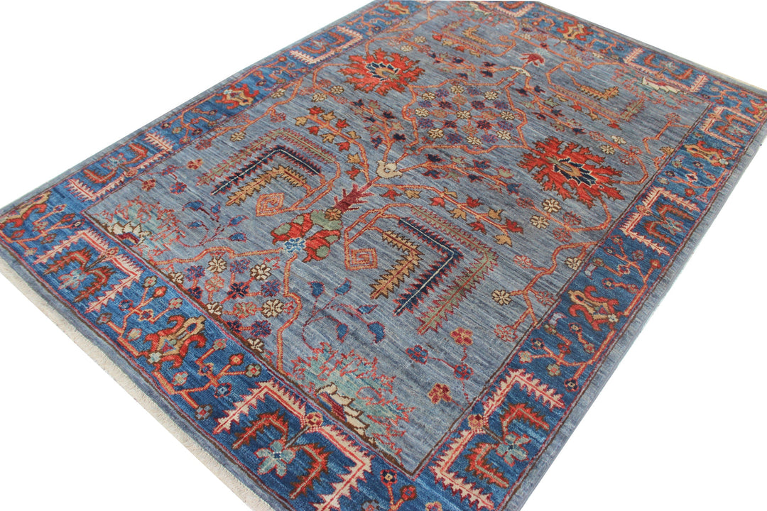 Hand Knotted Afghani Aryana Area Rug in blue