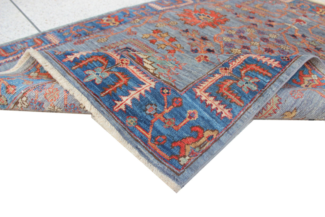 Hand Knotted Afghani Aryana Area Rug in blue