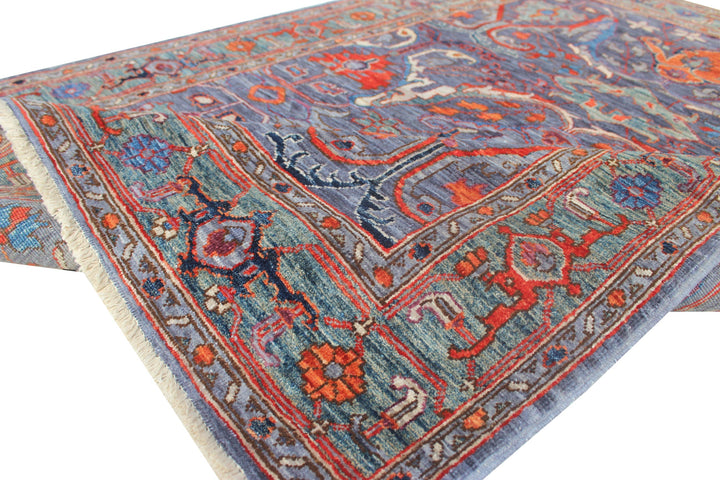 Hand Knotted Afghani Aryana Area Rug in blue