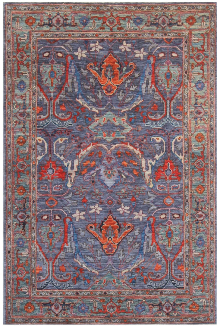 Hand Knotted Afghani Aryana Area Rug in blue