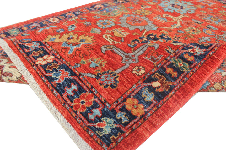 Hand Knotted Afghani Aryana Area Rug in Red