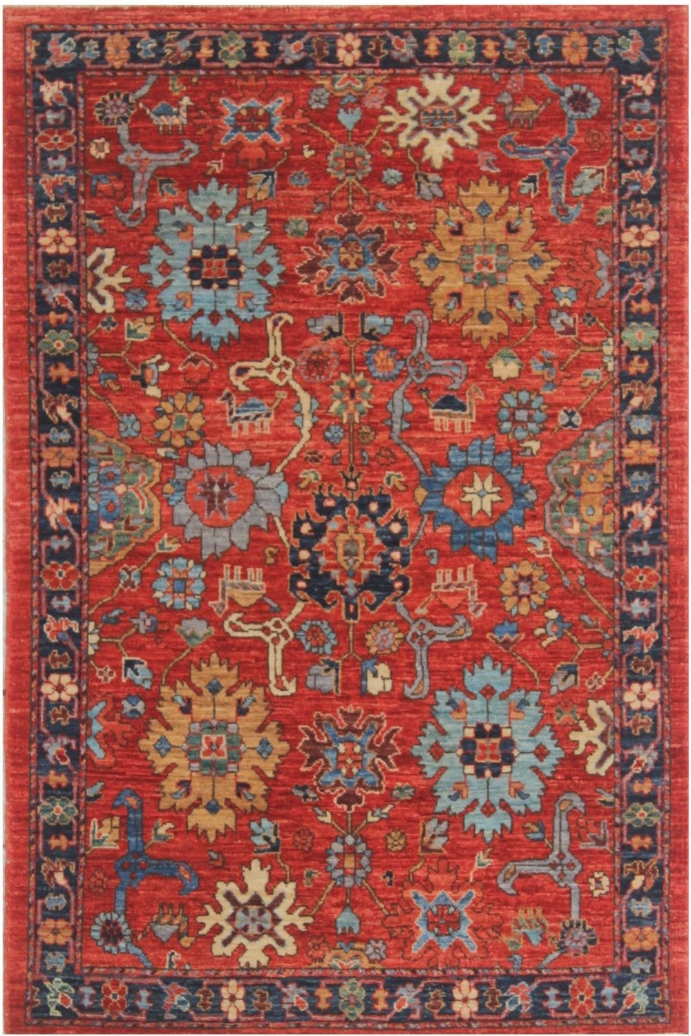 Hand Knotted Afghani Aryana Area Rug in Red