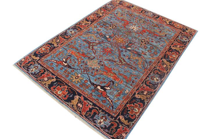 Hand Knotted Afghani Aryana Area Rug in Blue