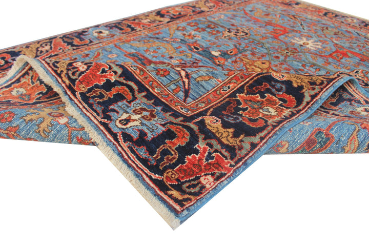 Hand Knotted Afghani Aryana Area Rug in Blue