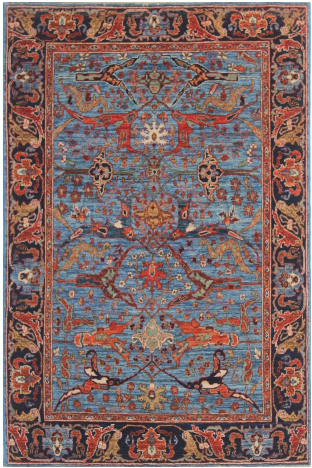 Hand Knotted Afghani Aryana Area Rug in Blue