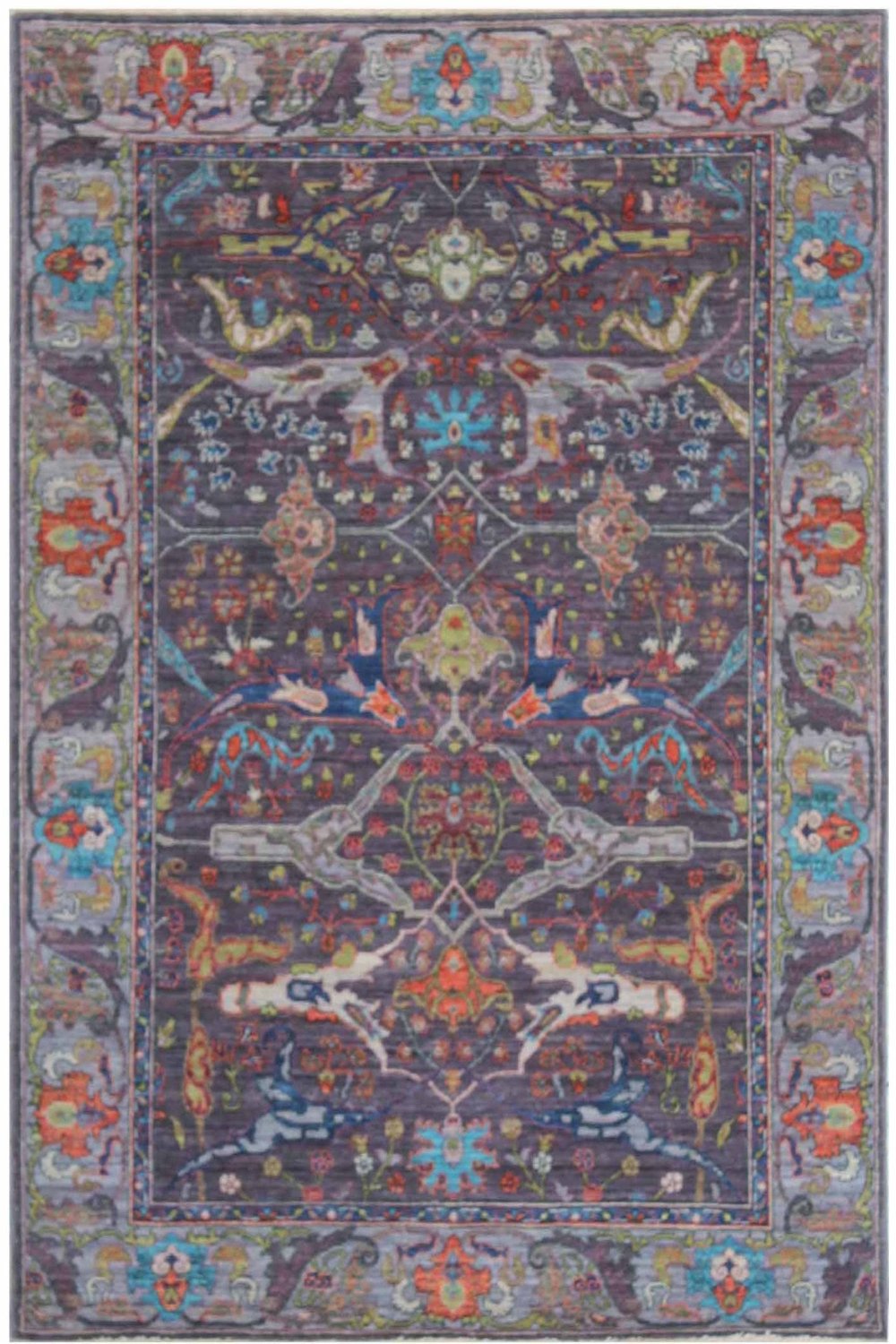 Hand Knotted Afghani Aryana Area Rug in Gray