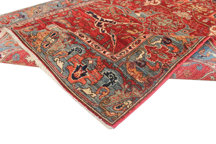 Hand Knotted Afghani Aryana Area Rug in red