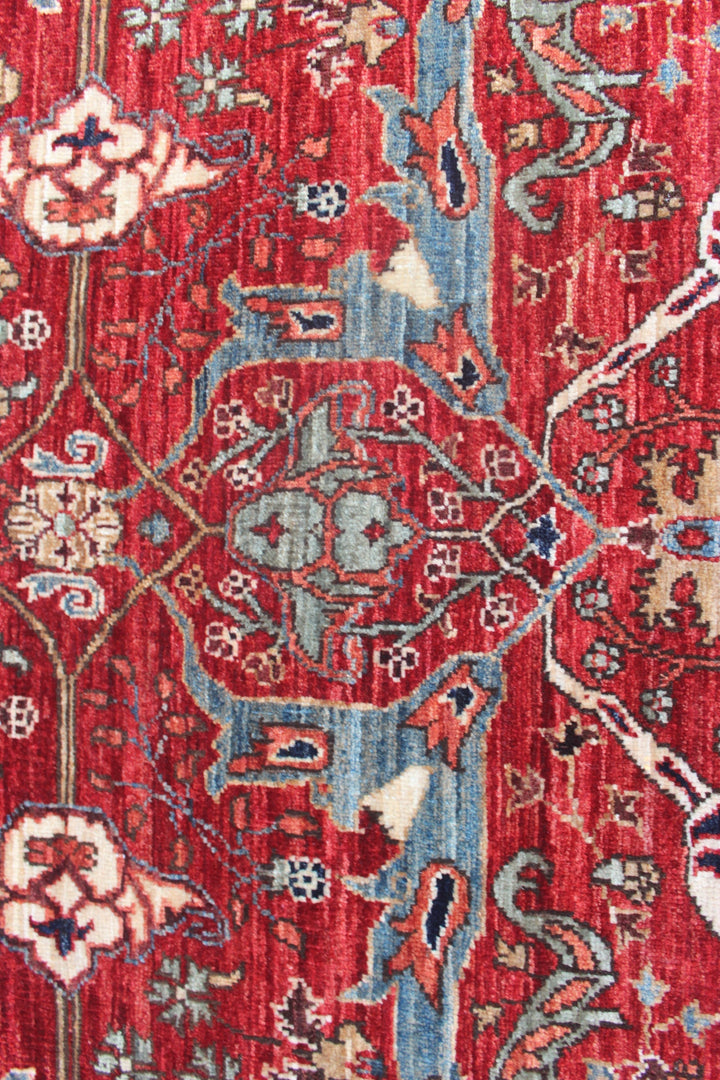 Hand Knotted Afghani Aryana Area Rug in red