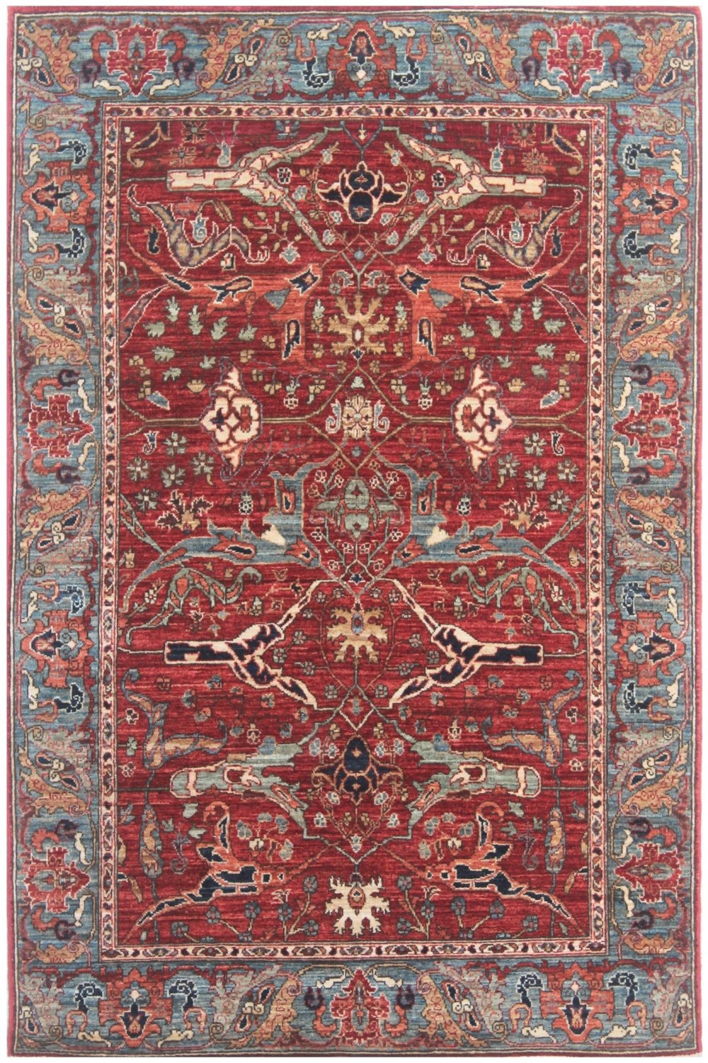 Hand Knotted Afghani Aryana Area Rug in red