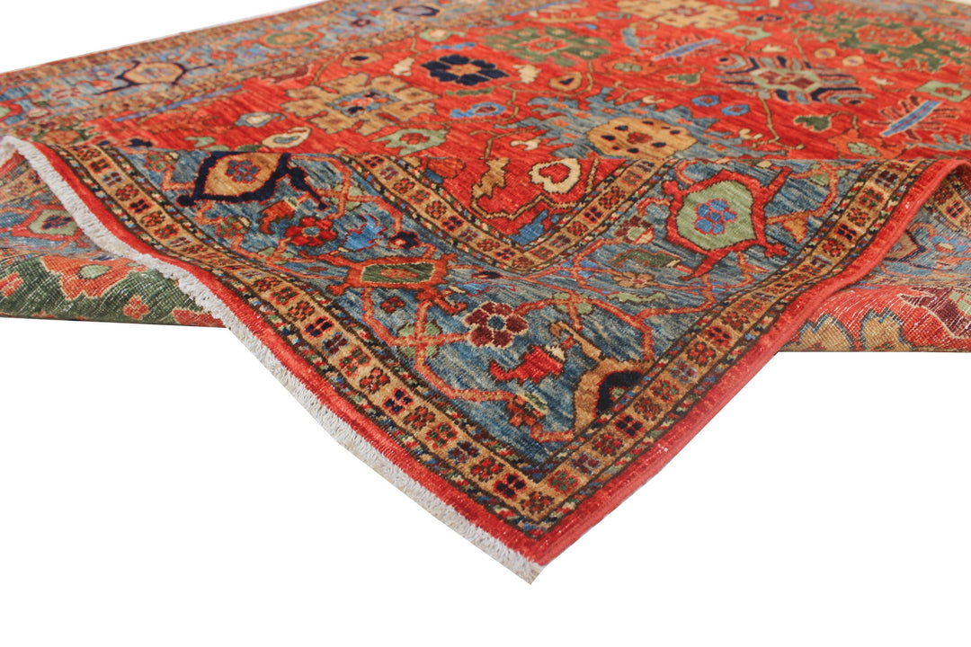 Hand Knotted Wool Afghani Aryana Area Rug in red 