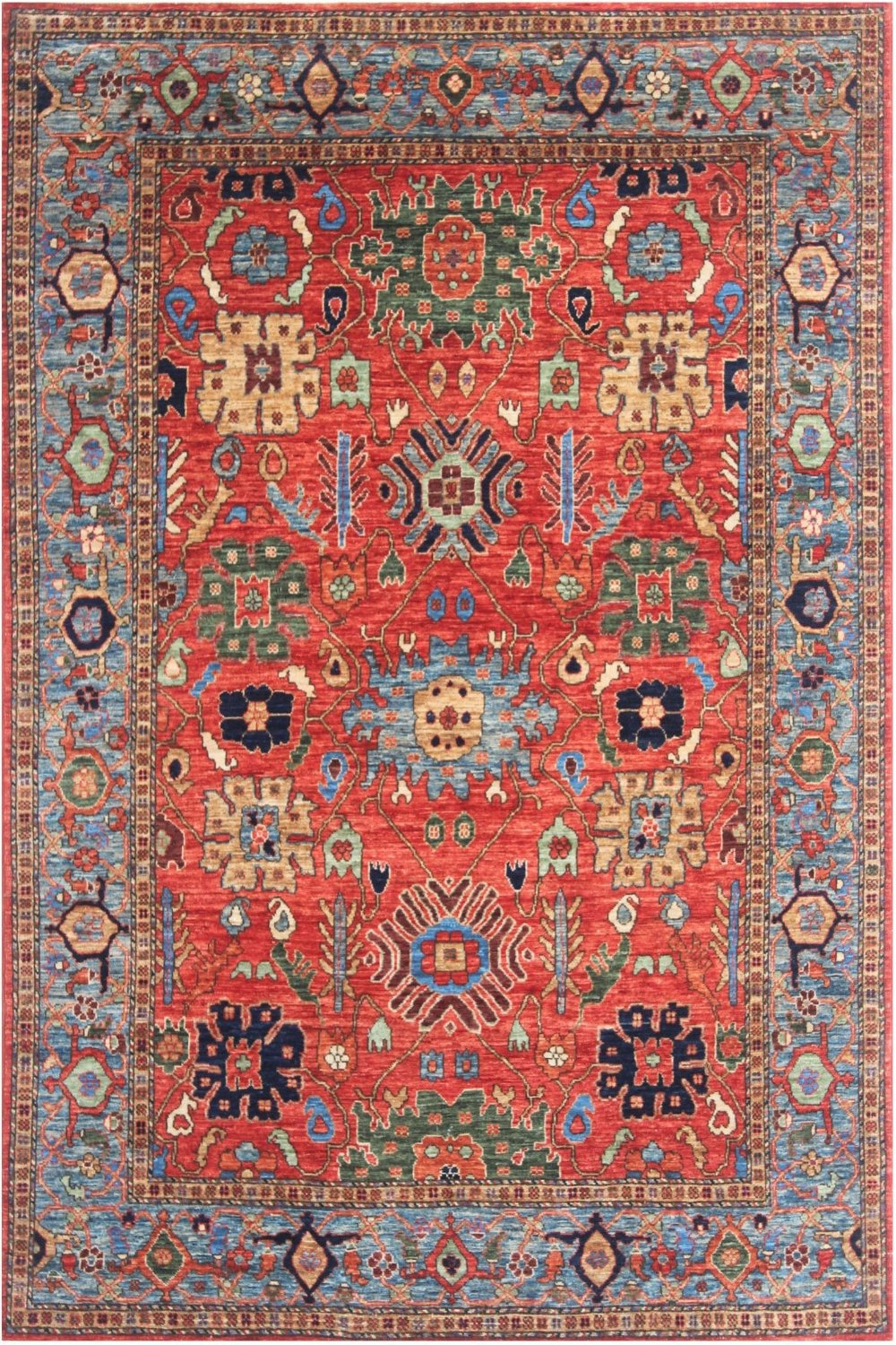 Hand Knotted Wool Afghani Aryana Area Rug in red 