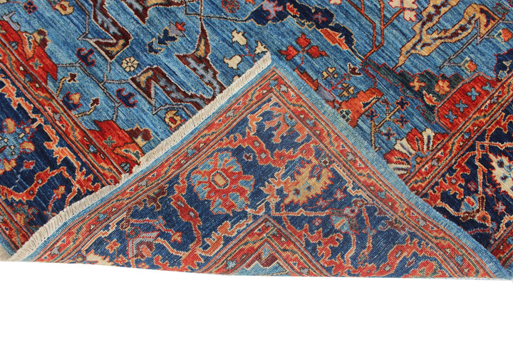 Hand Knotted Afghani Aryana Wool Rug in blue