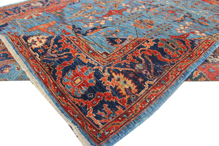 Hand Knotted Afghani Aryana Wool Rug in blue