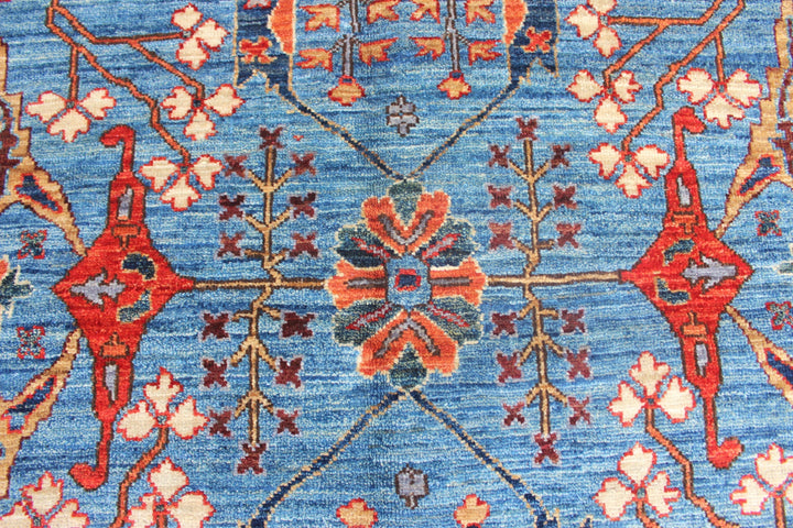 Hand Knotted Afghani Aryana Wool Rug in blue