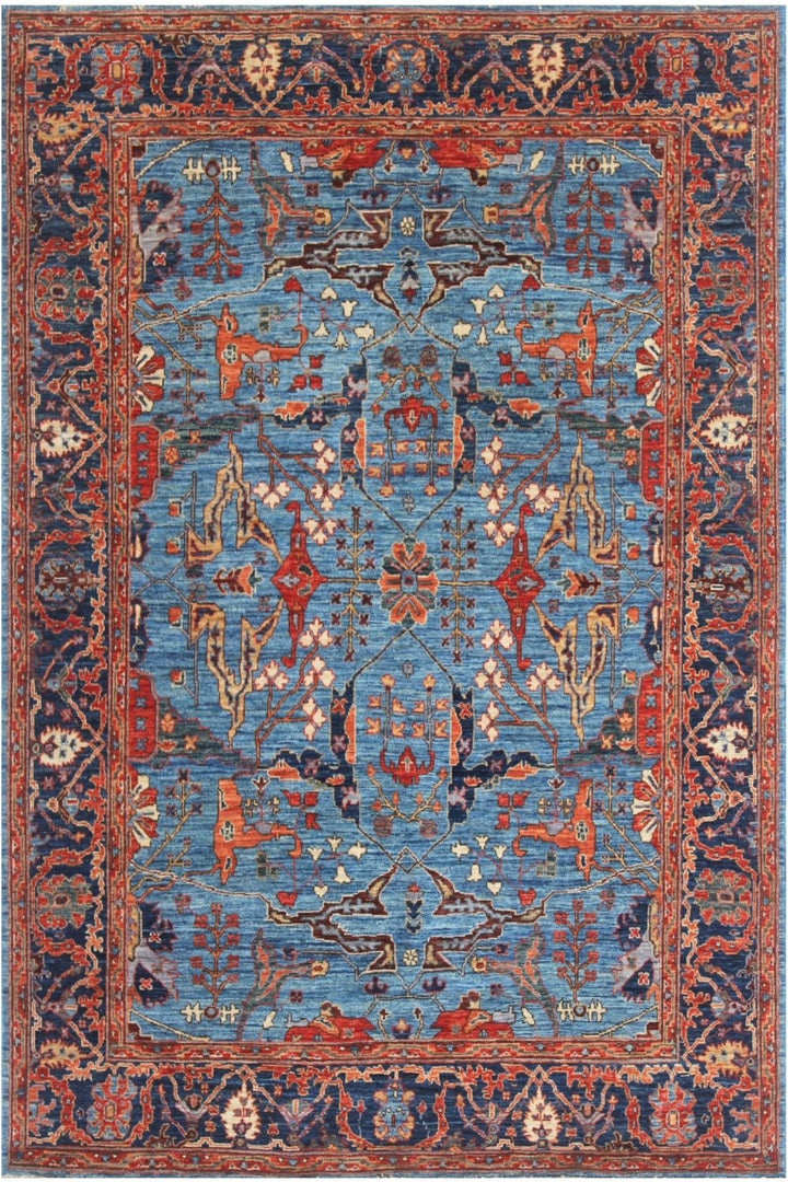 Hand Knotted Afghani Aryana Wool Rug in blue