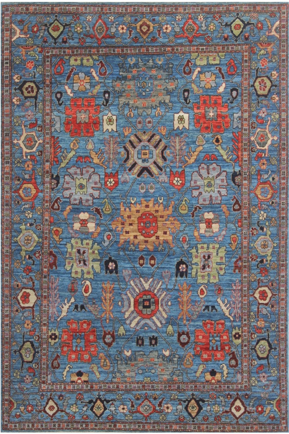 Hand Knotted Afghani Aryana Area Rug in Blue