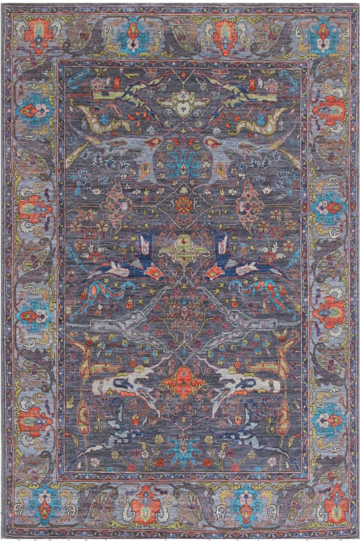 Hand Knotted Wool Afghani Aryana Area Rug in gray